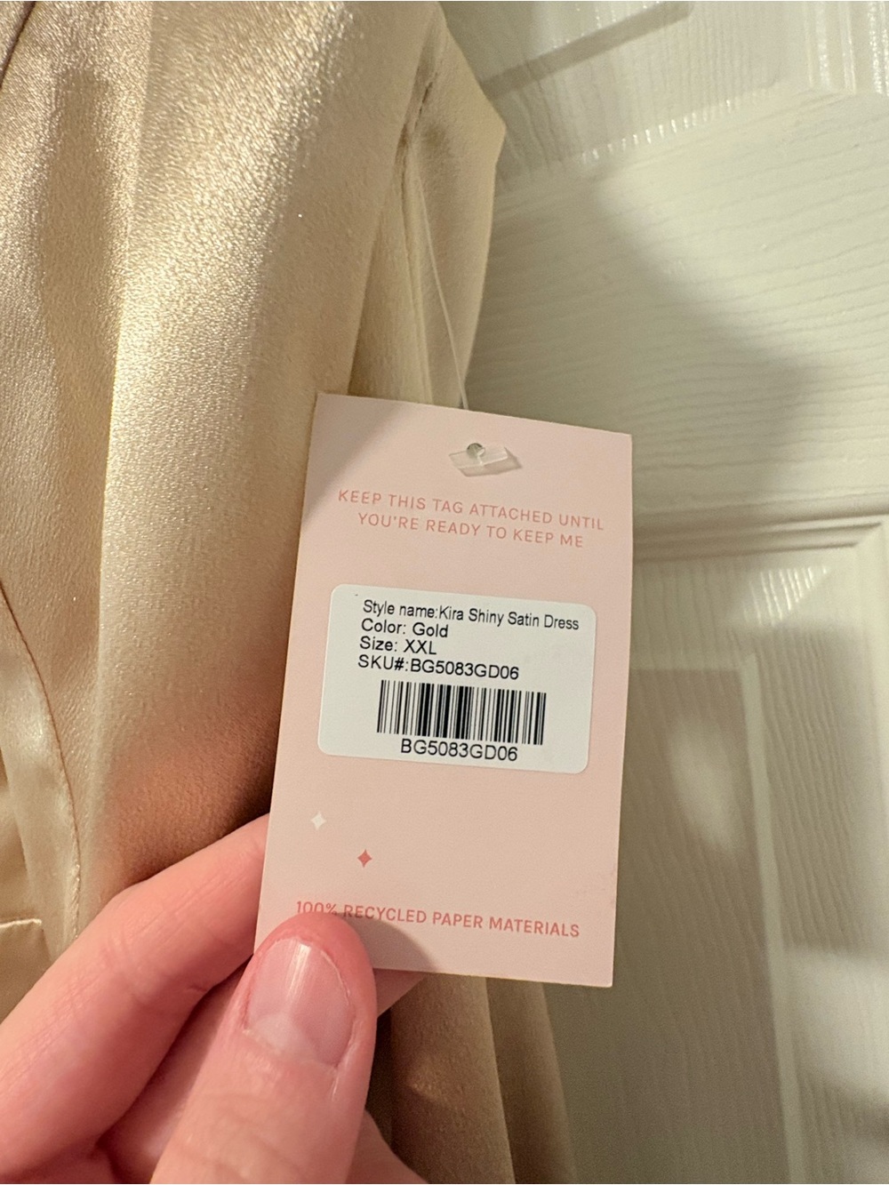 Birdy Grey One-Shoulder Satin Gown in Champagne - Picture 7 of 12